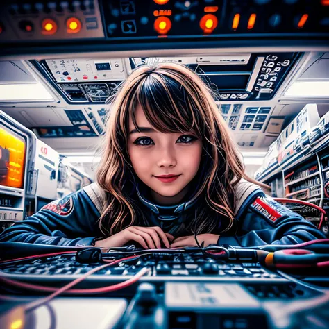 portrait512 Cyborg512 Tay512, electronics, motors, wires, buttons, lcd,
abstract dream, space, intricate, grand scale, alone, cinematic film still, insane detail, sharp focus, depth of field, realistic lighting, (realistic perspective), complex, (multiple subjects), 4k HDR,
<lora:add_detail:0.5> <lora:more_details:0.25> <lora:FantasyWorldV1:0.25>