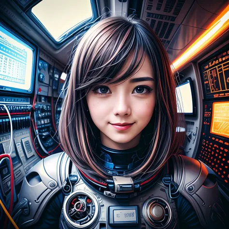 portrait512 Cyborg512 Tay512, electronics, motors, wires, buttons, lcd,
abstract dream, space, intricate, grand scale, alone, cinematic film still, insane detail, sharp focus, depth of field, realistic lighting, (realistic perspective), complex, (multiple subjects), 4k HDR,
<lora:add_detail:0.5> <lora:more_details:0.25> <lora:FantasyWorldV1:0.25>