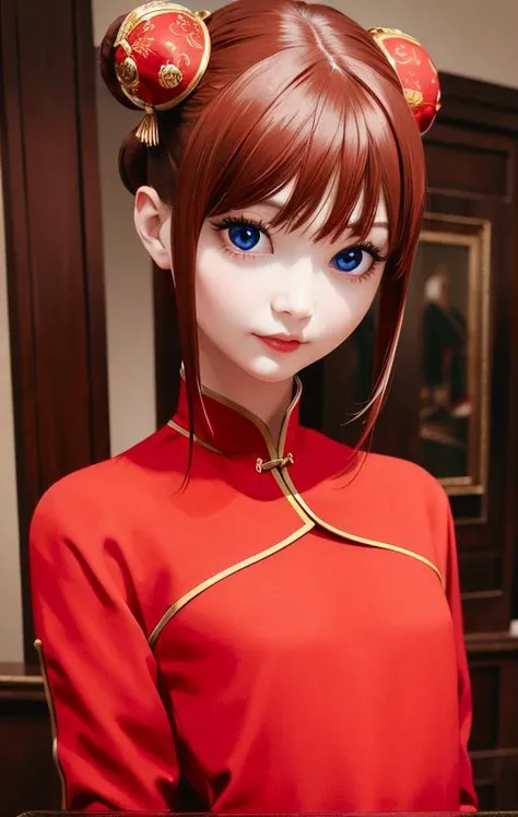 best quality, masterpiece, high resolution, extremely detailed, photorealistic,
<lora:kaguraGintama_kagurav10:0.5>, very beautiful, finely drawn eyes, flat chest, red China dress,