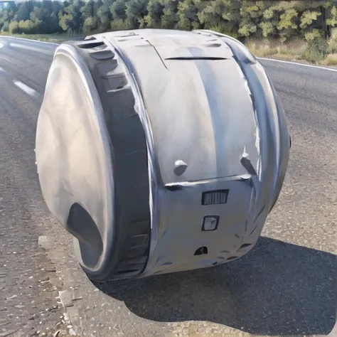 (masterpiece, high resolution, ultra-detailed, illustration), kugelpanzer, (beautiful detailed background, highway:1.2)
