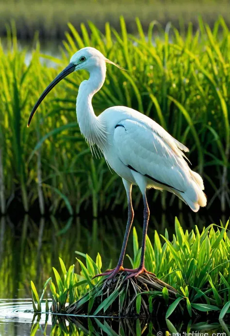 b3b31b, a bubulcus ibis standing,   everglades, swamp land, marsh,