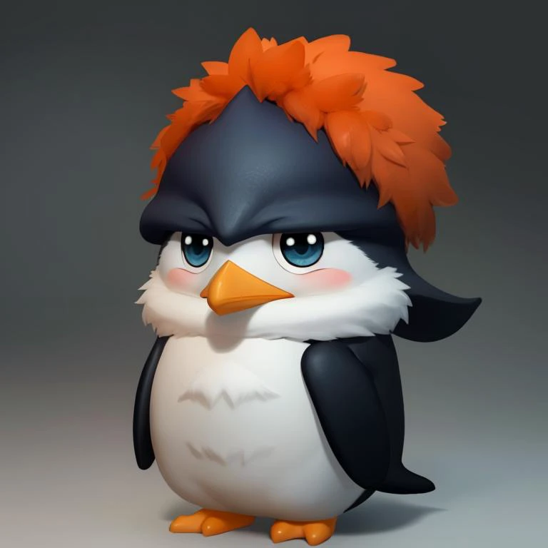 pmmkr2024, magic, anime, cartoon, creature, best quality, trending on artstation, masterpiece, cute, ornage penguin, orange fur,