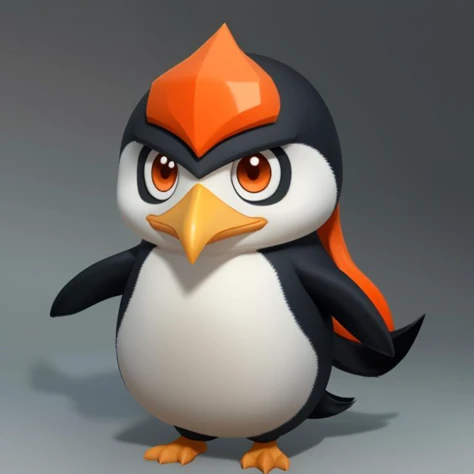 pmmkr2024, magic, anime, cartoon, creature, best quality, trending on artstation, masterpiece, cute, ornage penguin, orange fur,