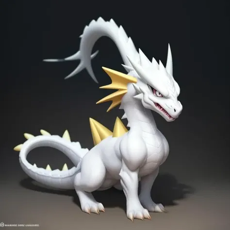 pmmkr2024, magic, anime, cartoon, creature, best quality, trending on artstation, masterpiece, cute, white dragon, pokemon, 1 tail