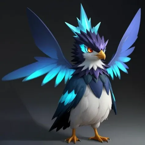 pmmkr2024, magic, anime, cartoon, creature, best quality, trending on artstation, masterpiece, cute, electric bird, spikey wings