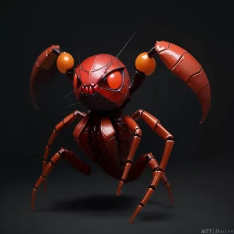 pmmkr2024, magic, anime, cartoon, creature, best quality, trending on artstation, masterpiece, cute, red arachnid,