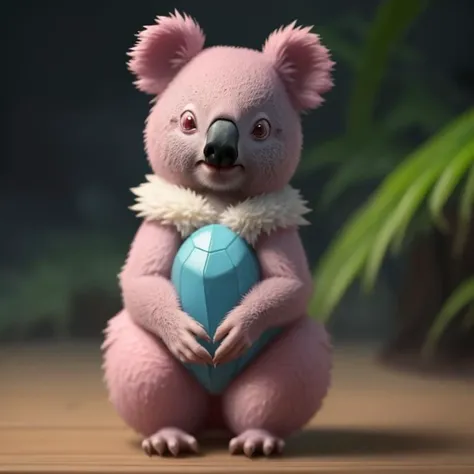 pmmkr2024, magic, anime, cartoon, creature, best quality, trending on artstation, masterpiece, cute, pink koala