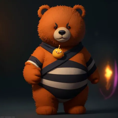 pmmkr2024, magic, anime, cartoon, creature, best quality, trending on artstation, masterpiece, cute, orange bear, striped,