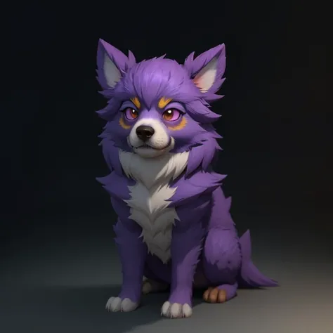 pmmkr2024, magic, anime, cartoon, creature, best quality, trending on artstation, masterpiece, cute, purple dog