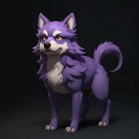 pmmkr2024, magic, anime, cartoon, creature, best quality, trending on artstation, masterpiece, cute, purple dog