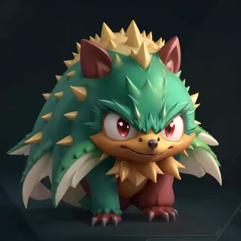 pmmkr2024, red hedgehog, spikey, anime, cartoon, creature, best quality, trending on artstation, masterpiece, vibrant colors, cute, monster