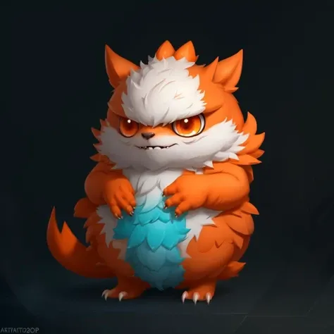 pmmkr2024, 1 animal, creature, best quality, trending on artstation, masterpiece, vibrant colors, cute, monster, orange
