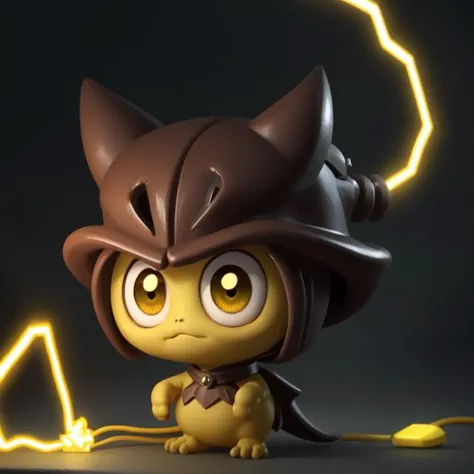 pmmkr2024, anime, cartoon, creature, best quality, trending on artstation, masterpiece, cute, yellow, electricity, big eyes