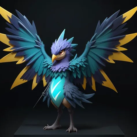 pmmkr2024, magic, anime, cartoon, creature, best quality, trending on artstation, masterpiece, cute, electric bird, spikey wings