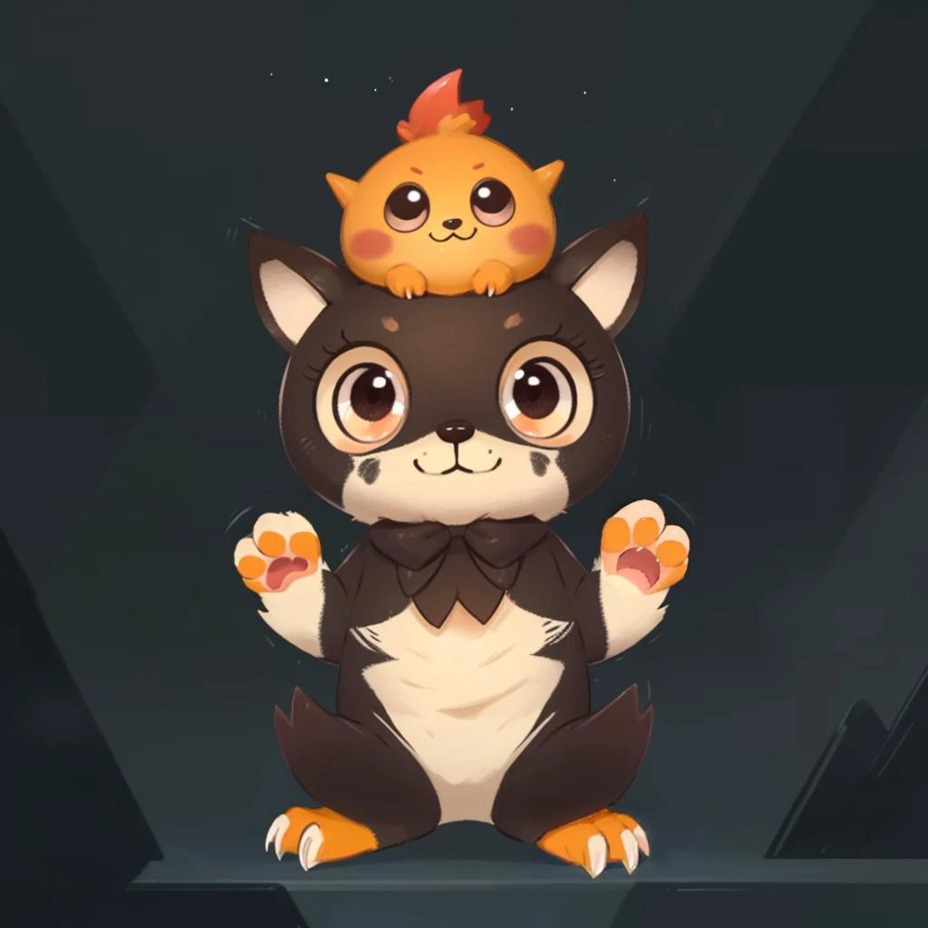 pmmkr2024, creature, big eyes, cute, 1animal, cg, 2.5d, cell shaded, adorable, paws