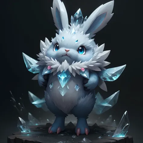 pmmkr2024, magic, anime, cartoon, creature, best quality, trending on artstation, masterpiece, cute, red and blue bunny, ice power,<lora:pmmkr2024:0.8>,blue eyes,<lora:ral-crystals-sd15:0.5>,