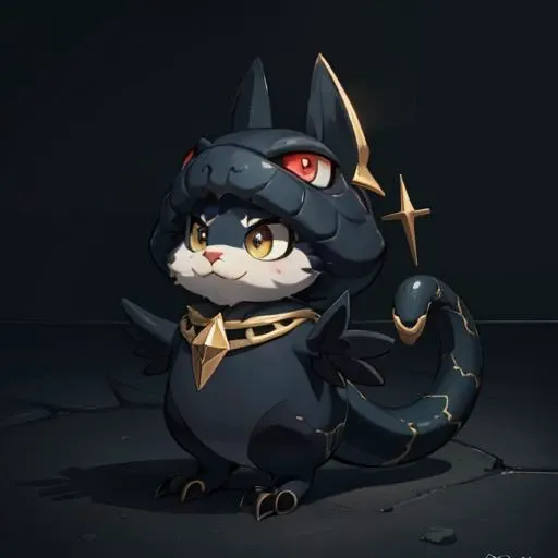 pmmkr2024,magic,Snake,Theme black with gold texture,anime,cartoon,creature,best quality,trending on artstation,masterpiece,cute,colorful,<lora:pmmkr2024:0.6>,