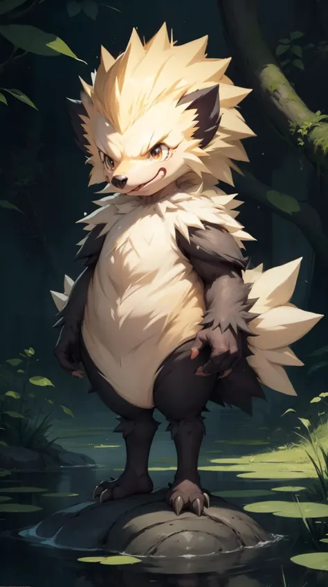 <lora:pmmkr2024:0.8>pmmkr2024 (Tree porcupine:1.3), magic, anime, cartoon, creature, best quality, cute, in wetland, (Masterpiece:1.3) (best quality:1.2) (high quality:1.1)