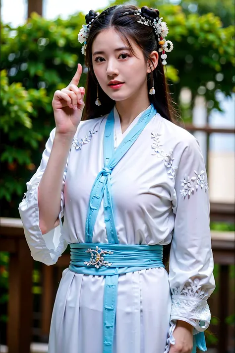 masterpiece, best quality, 1girl, aqua eyes, black hair, closed mouth, multicolored background, looking at viewer, outdoors, solo, upper body, alluring, clean, beautiful face, pure face, pale skin, sexy pose,long hair, ((perfect female figure)), mature female, milf, narrow waist, chinese deity, ((hanfu, chinese clothes))