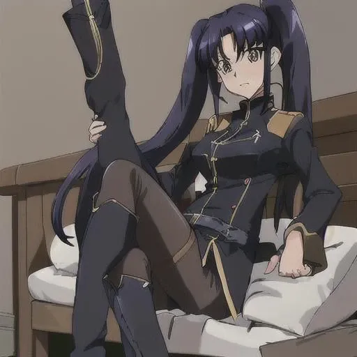 <lora:Salia_Crossange-10:1>masterpeace,best quality,Salia_Crossange, 1girl, solo, long hair,thighhighs, long sleeves, twintails, brown eyes, blue hair, pantyhose, boots, belt, black footwear, uniform, military uniform, thigh boots,all fours