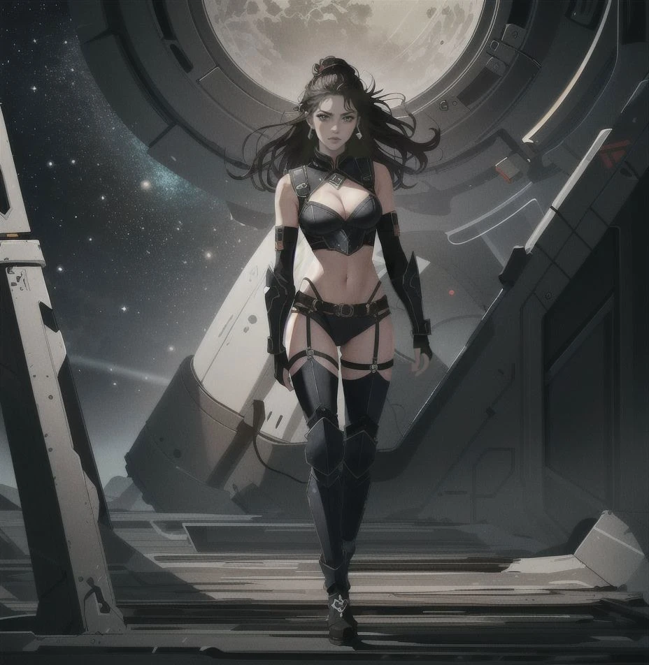 masterpiece, best quality high detailed, portrait, sharp focus, 1girl, full body, an gladiator style, war, grunge, space, very detailed, high resolution, sharp, expanse, illustrations, concept art, 4k, 8k, masterpiece, detailed