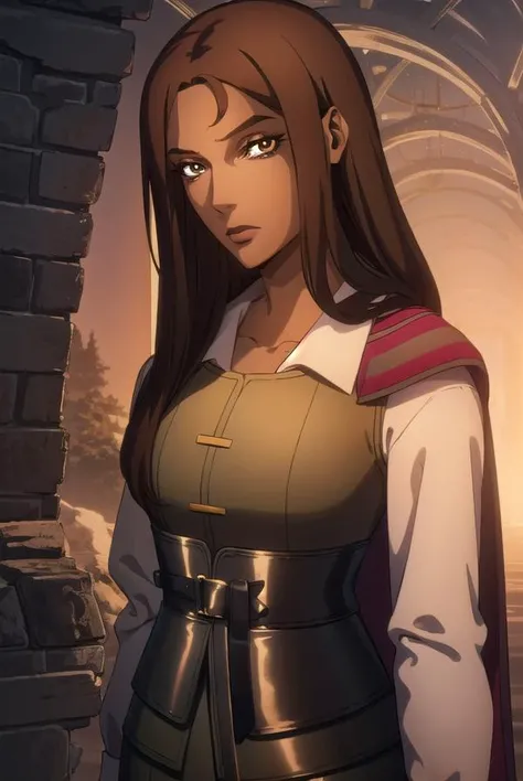 greta, <lyco:greta-lyco-nochekaiser:1>,
greta, long hair, brown hair, (brown eyes:1.5), dark skin, dark-skinned female,
BREAK shirt, long sleeves, white shirt, boots, belt, pants, cape, black footwear, vest, knee boots,
BREAK looking at viewer,
BREAK indoors,
BREAK <lyco:GoodHands-beta2:1>, (masterpiece:1.2), best quality, high resolution, unity 8k wallpaper, (illustration:0.8), (beautiful detailed eyes:1.6), extremely detailed face, perfect lighting, extremely detailed CG, (perfect hands, perfect anatomy),
