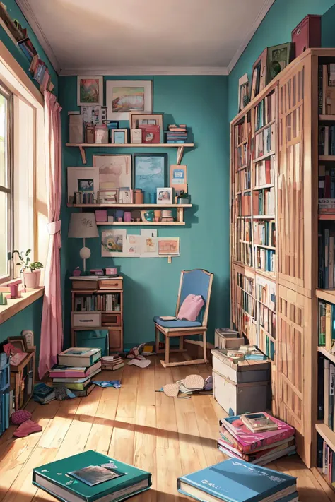 <lora:ARWchildreninterior:1>, childreninterior room, indoor, room, pastel color wallpaper, book shelf,
(best quality, masterpiece, RAW photo,ultra-detailed:1.2), <lyco:GoodHands-beta2:1.0>, 1girl, full body, (Clutter-Home:1)