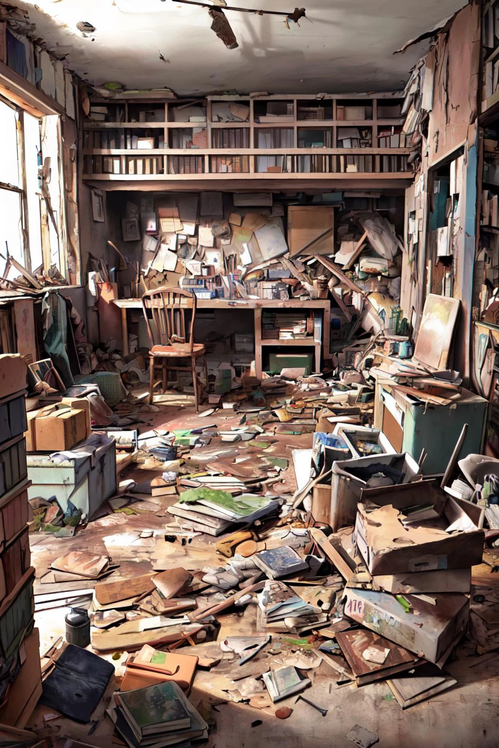 <lora:ARWchildreninterior:1>, childreninterior room, indoor, room, pastel color wallpaper, book shelf, desk, chair,
(best quality, masterpiece, RAW photo,ultra-detailed:1.2), <lyco:GoodHands-beta2:1.0>, 1girl, full body, (Clutter-Home:1.5)