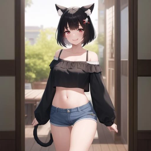 score_9, score_8_up, score_7_up, score_6_up, score_5_up, score_4_up, source_anime, 1girl, cat ears, cat tail, streaked hair, young, cute, smug, standing, male pov, headpat,  outdoors, detailed background,Naked,full nude,white underwear,dog collar around neck,10years,Semen all over my face,Sneakers naked,small breasts,blowjob,1 boy,penis,Semen all over the body,highest quality,short cut hair,膝をついてフェラチオ