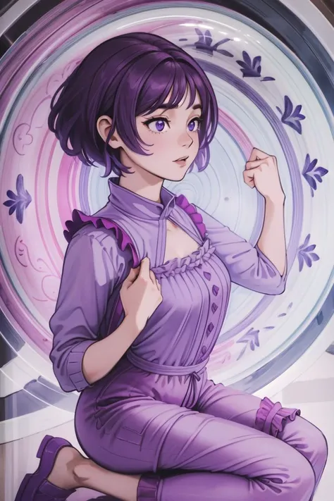 1girl,(plate:1.6) (werewolf:1.3), Flood,River,Thicc,Flat Breasts,kneeling,Medium Hair,Pixie cut,(fuchsia Ruffled Top,lavender Parachute Pants:1.3),love live,Surgeon Outfit ,(masterpiece,detailed,highres:1.4) <lora:plate:1.2>