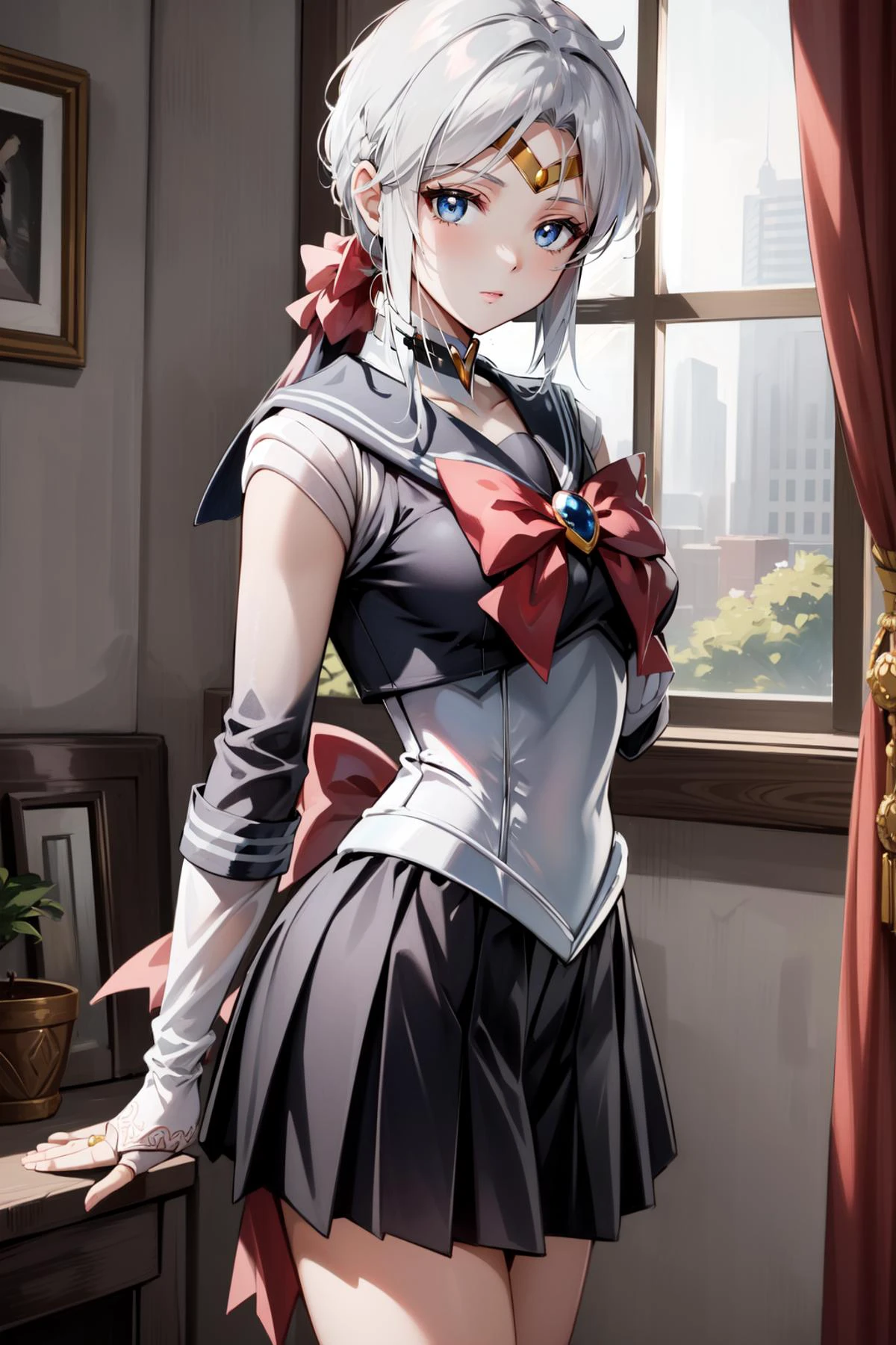 (masterpiece, best quality), intricate details,
1girl, <lora:plaindoll-nvwls-v1:0.8> plaindoll, white hair, doll joints,
<lora:sailor_senshi_uniform-1.0:0.8> sailor senshi uniform
