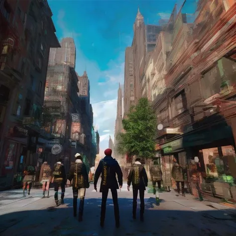 photo (glitchstick:1) a monster hunting in the city streets <lora:GlitchStickV15-256:1>