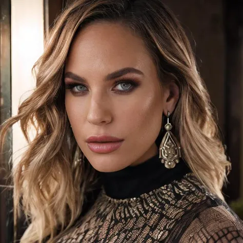 (masterpiece:1.2), (best quality,:1.2), 8k, HDR, ultra detailed, ((photorealistic)), professional light, cinematic lighting, fashion photography, ambient lighting, face lighting, Olivia, <lora:Olivia-10:1>, earrings, choker, dark makeup, wild and messy hair,  ((upper body shot)), dynamic pose, <lora:detail_slider_v4:2>, OverallDetail, fhanddetail:1.4, ffacedetail:1.4, skindetail, hairdetail, looking at viewer, epiCPhoto, turtleneck pullover