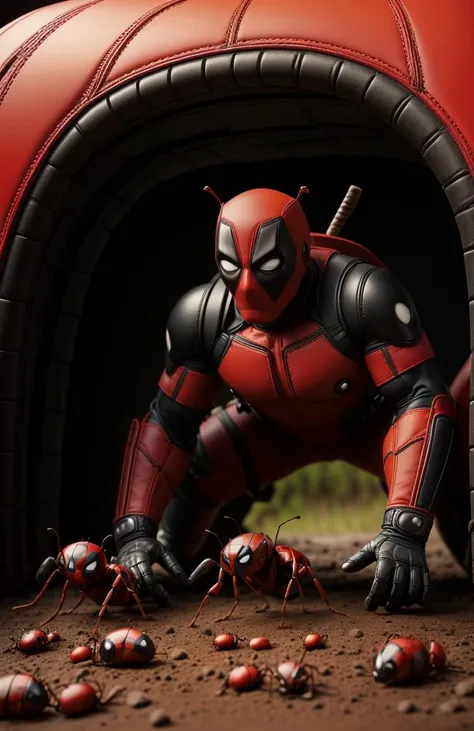 <lora:DeadpoolStyle:1> DeadpoolStyle, ants, leather,