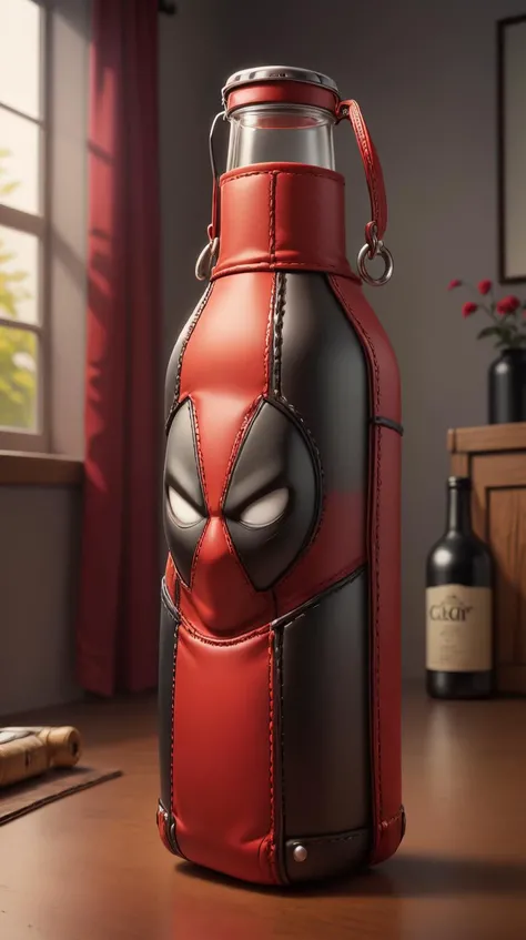 <lora:DeadpoolStyle:1> DeadpoolStyle bottle, (leather:0.6), (Masterpiece:1.3) (best quality:1.2) (high quality:1.1)