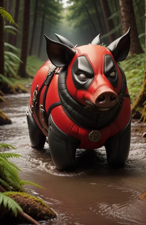 <lora:DeadpoolStyle:1> DeadpoolStyle, leather, Red river hog