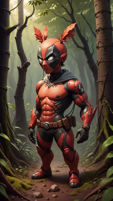 <lora:DeadpoolStyle:1> DeadpoolStyle curious sprite of the woods, (leather:0.6), (Masterpiece:1.3) (best quality:1.2) (high quality:1.1)