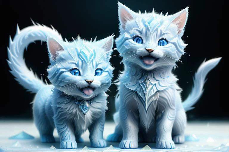 two tiny kitten, happy smile, open mouth, playing with a ball, <lora:WorldofIce:1> worldofice, frozen, fantasy, scifi, magical, frosty
(masterpiece, intricate details, best quality, sharp, elegant, majestic:1.2), (photographic:1.2), (realistic:1.2), (photorealistic:1.2)
cinematic light, vivid colors
