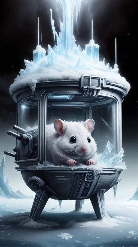 <lora:GalacticEmpireStyle:0.7> GalacticEmpireStyle, white, hamster, hi-tech plastic, worldofice hamster, frozen, fantasy, scifi, magical, frosty <lora:WorldofIce:0.7>