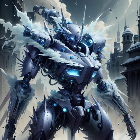 <lora:MagicAI:.9>   IceMagicAI   battle mech , Highly detailed, sci fi fantasy setting, intricate detailed background