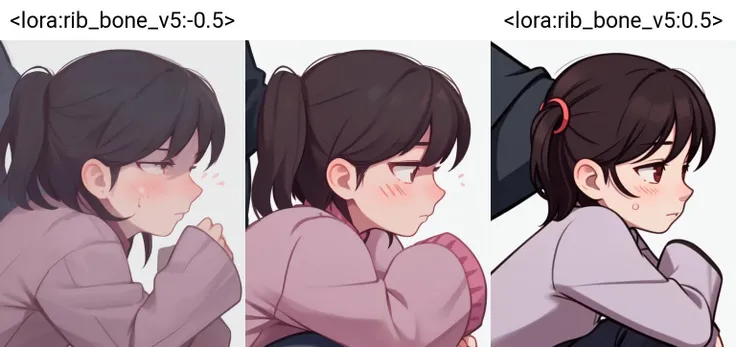 woman, <lora:rib_bone_v5:-0.5>, pants, (face focus:1.2),long sleeves, face focus, from side,