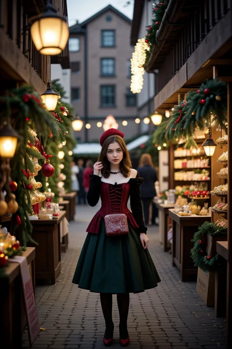 (spring season:1.2),(at sunrise:1.2),<lora:LCM_LoRA_Weights_SD15:1>,<lora:detail_slider_v4:1.4>,(angelic old (2Girls:1.3), curvy build, short dark green hime cut hair), swedish, tan skin, light brown eyes, wearing a gingerbread headband, red and white velvet corset, velvet mini dress with red buttons, red striped stockings, black slingback pumps, holding a string of twinkling christmas lights, set in christmas Market, Vendor Alley, Narrow pathway lined with rustic booths, strings of fairy lights casting a warm glow, overflowing baskets of handcrafted wreaths, garlands of holly and mistletoe, aromatic cinnamon-scented candles ,
fine art photography, conceptual expression, evocative imagery, artistic interpretation, emotional resonance, creative composition, professional lighting, exquisite detail, immersive experience, storytelling through imagery, conveying mood, unique perspective, thought-provoking concept, capturing beauty, transcending reality,(fullbody shot:1.3),(fullbody shot:1.1),(full body:1.3),(fullbody:1.3),(full body photo:1.3),(full body view:1.3),(wide shot:1.3),from above:1.1,(full body portrait:1.3),