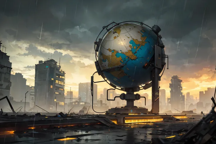 (masterpiece:1.3),(best quality:1.1) rain,grey background,dark background,ruins,apocalypse,wasteland,landscape,green sky,yellow sky,blurry,capsule,globe,future style \(module\),<lora:cyberpunk-v1.5-nai-9ep-resize:0.35>,cyberpunk,neon lights,alternate color,