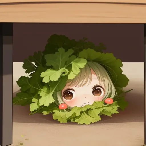 small cute vegetable living under a table