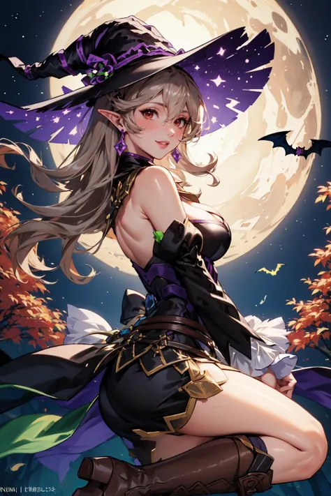 (best quality,4k,8k,highres,masterpiece:1.2), ultra-detailed, (photo-realistic:1.37), mature mysterious excited energetic happy expressions, blushing witch girl, perky breasts, riding a broom, sitting on the broom, on broom sideways, floating, legs out of frame, flying in the sky, night sky, clouds, sparkling stars, glowing moon, mysterious forest, flowing cloak, swirling hair, magical aura, enchanted atmosphere, spellbinding scene, powerful sorceress, captivating smile, sparkling eyes, intricate broom design, ethereal beauty, mystical elements, whimsical charm, vibrant colors, dramatic lighting, shot from under, from below
