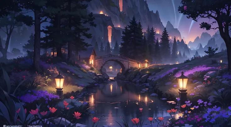 By Tomek Setowski,by Brian miller,ethereal glow. Generate an enchanting and surreal depiction of a world locked in perpetual twilight. Picture a captivating landscape where the boundaries between day and night blur into an everlasting twilight. The sky should be a mesmerizing blend of deep blues and soft purples,with a faint,ethereal glow on the horizon. Show a mystical terrain,featuring delicate,bioluminescent flora and fauna that illuminate the landscape with gentle,otherworldly radiance. Let the scene emanate a sense of tranquility,mystery,and a touch of magic. Focus on intricate details and realism to create an image that transports viewers to this captivating twilight,purple theme,
