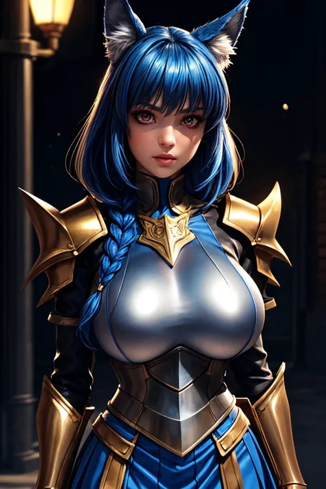 Saphira belrose, strong woman, bisexual colored hair, medium breasts