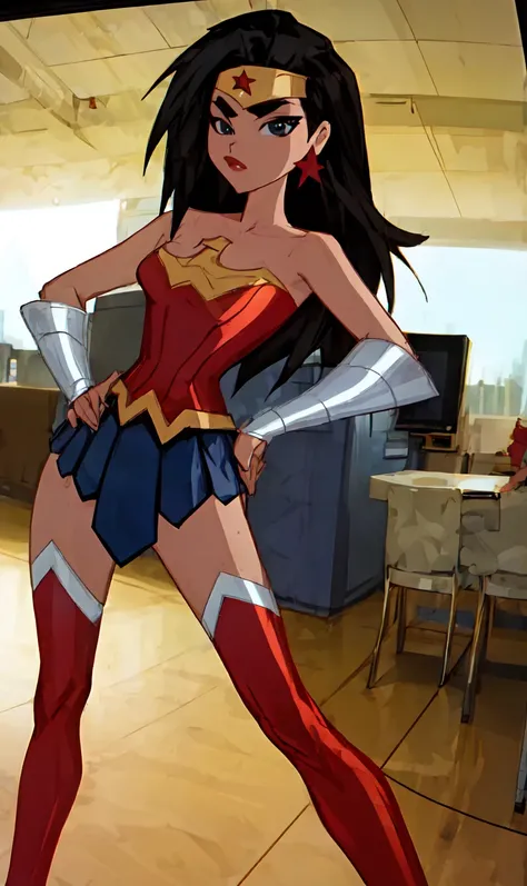 <lora:wonder-05:0.85>   wwaction, wonder woman costume,looking at viewer, photo shoot, pose,hand on hip,    Fisheye, Shot on Polaroid SX-70 <lora:add_detail:0.75>
