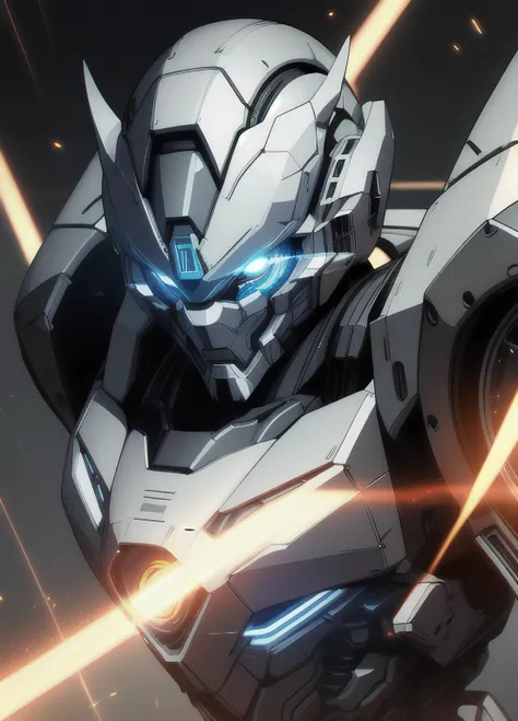 masterpiece, best quality, highly detailed, 1 robot, 2.5D,photo with perspective glowing eyes, lines of light, flying hair, <lora:AMechaSSS[color_theme,mecha musume, mechanical parts,robot joints,headgear]:1>  beautiful eyes, robot, iron face, iron inserts on the face