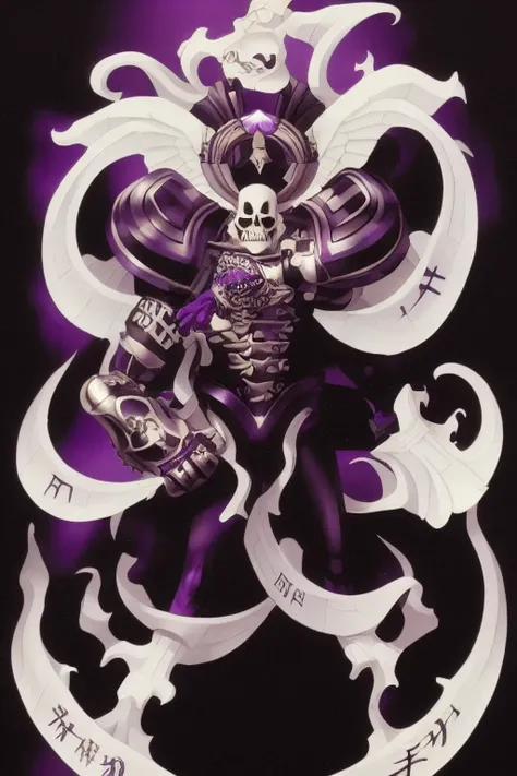 A full body white skull with black hone view on camera, detailed_face,a poster, 1980s_\(style\),retro,Art by kazuma_kaneko